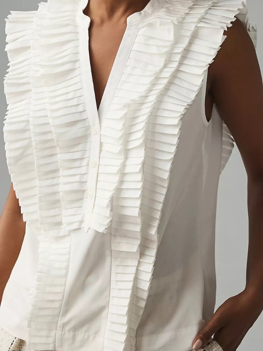NWT Anthropologie Maeve Sleeveless Ruffle Blouse XS - Picture 8 of 10
